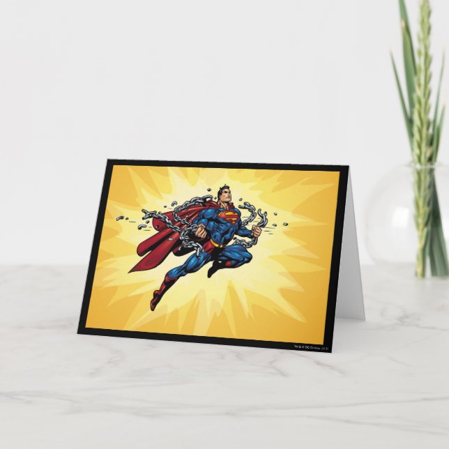 Superman bricht Ketten Karte (Vorderseite)