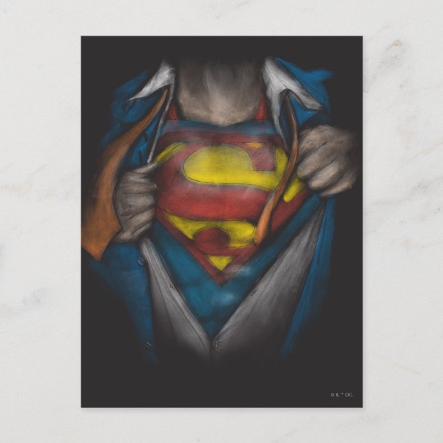 Superman | Brustkorbskizze eingefärbt Postkarte (Vorderseite)