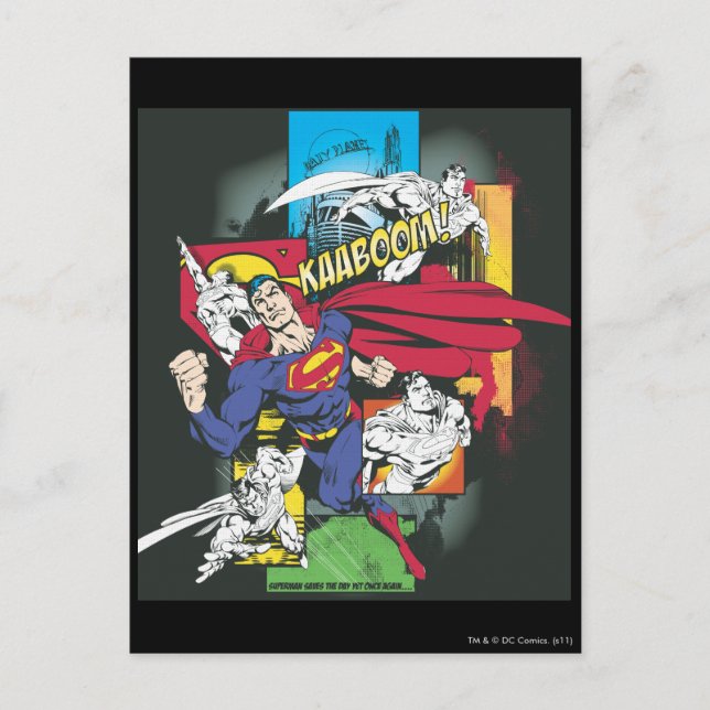 Superman Comic Black Postkarte (Vorderseite)