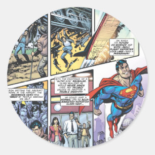 Superman Comic Panel - Clarks Herkunft 2 Runder Aufkleber