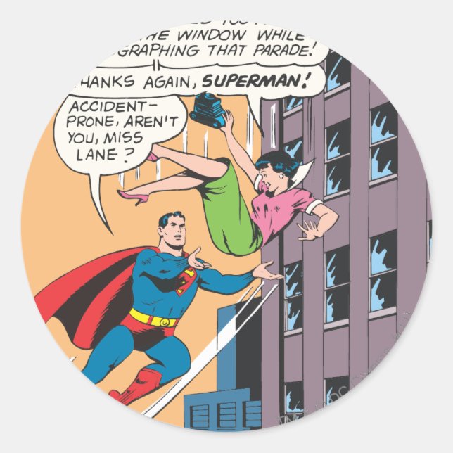Superman-Comic-Panel - Unfallgefährdete Lois Runder Aufkleber (Vorderseite)