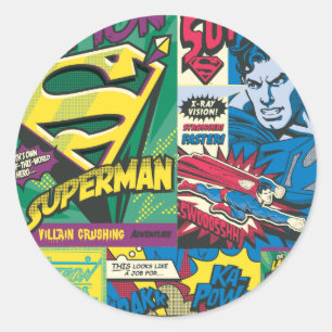 Superman Comic Panels Runder Aufkleber