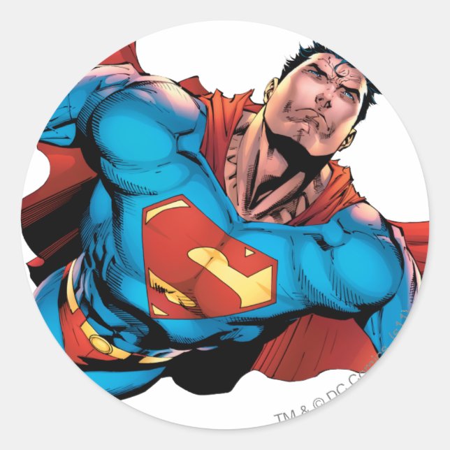 Superman Comic Style Runder Aufkleber (Vorderseite)