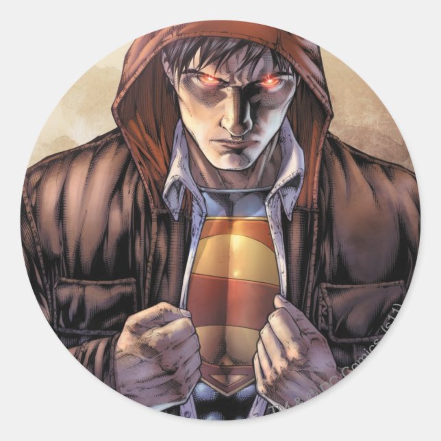 Superman Earth Cover - Farbe Runder Aufkleber (Vorderseite)