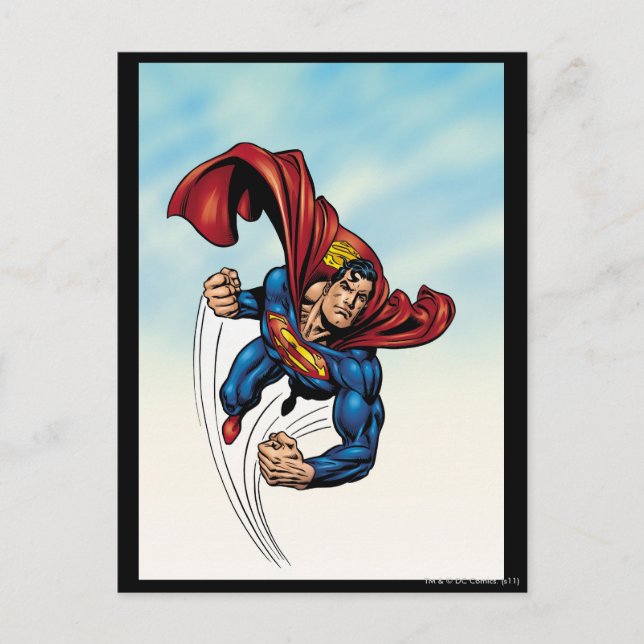 Superman fährt durch die Luft Postkarte (Vorderseite)