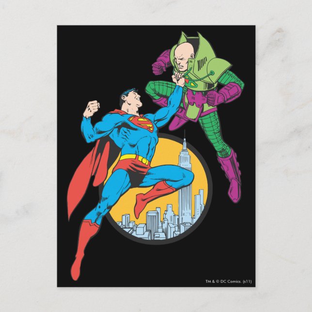 Superman Fights Lex Luthor Postkarte (Vorderseite)