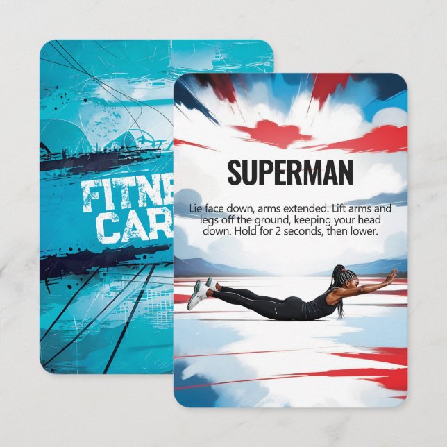 Superman-Fitness-Karte mit blauem Hintergrund Save The Date (Vorne/Hinten)