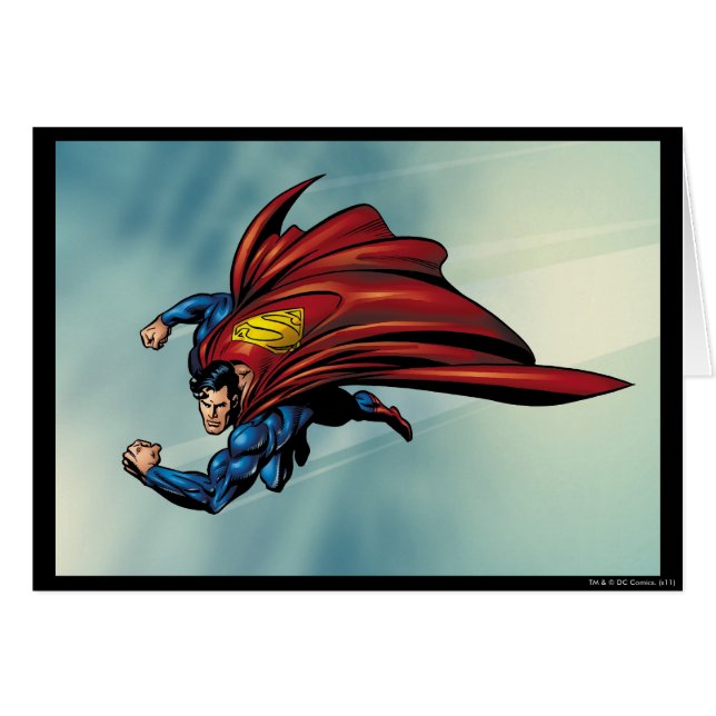 Superman fliegt mit Kap (Vorderseite (Horizontal))