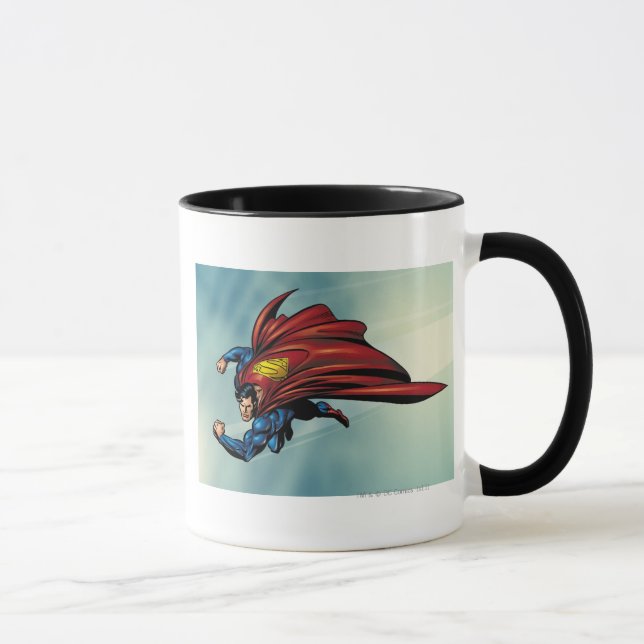 Superman fliegt mit Kap Tasse (Rechts)