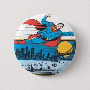 Superman Flies Across Town Button