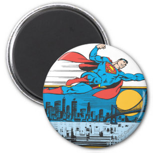 Superman Flies Across Town Magnet