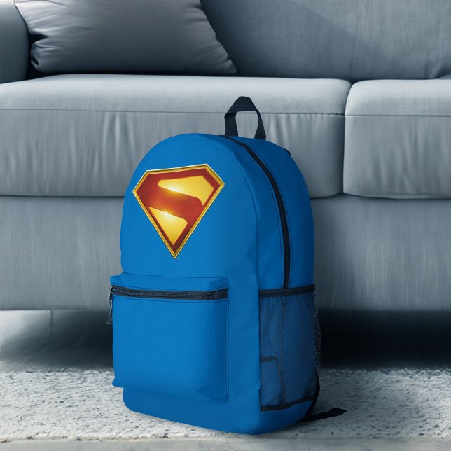 Superman Golden S Shield Brillianz Bedruckter Rucksack (Backpack simulated on floor)