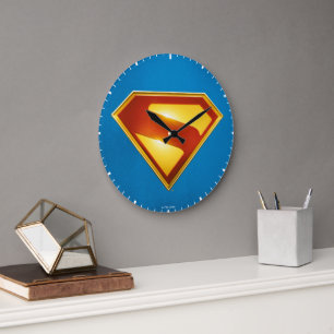 Superman Golden S Shield Brillianz Große Wanduhr