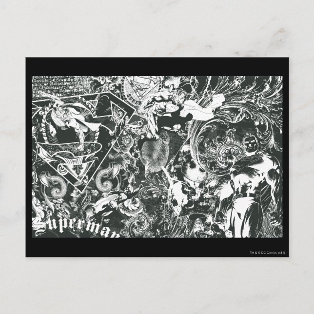 Superman Gray Collage Postkarte (Vorderseite)
