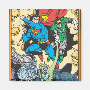 Superman & Green Lantern Fight Brainiac Magnet