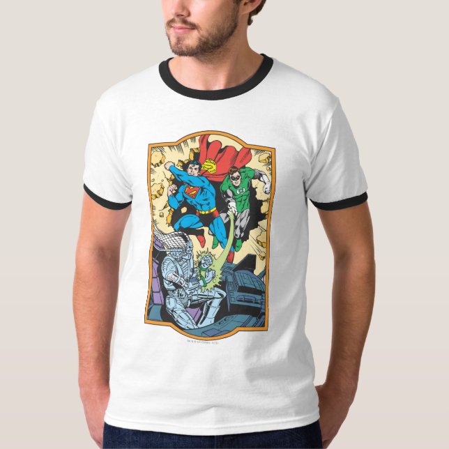 Superman & Green Lantern Fight Brainiac T-Shirt (Vorderseite)