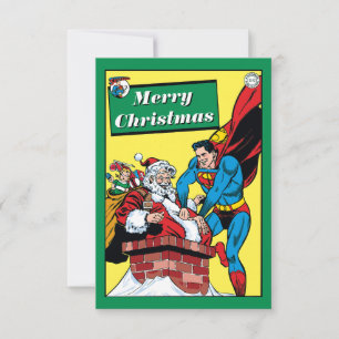 Superman helft dem Weihnachtsmann den Schornstein Einladung