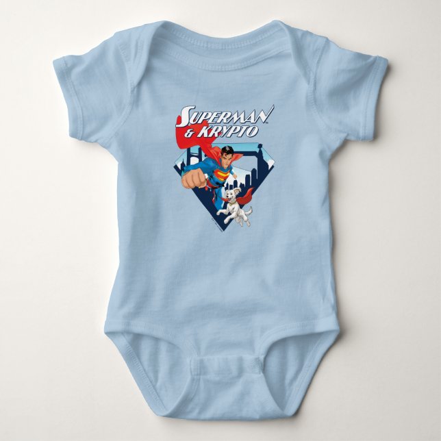 Superman & Krypto Soar Baby Strampler (Vorderseite)
