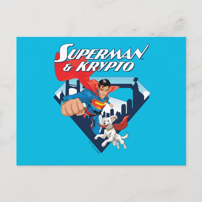 Superman & Krypto Soar Postkarte (Vorderseite)