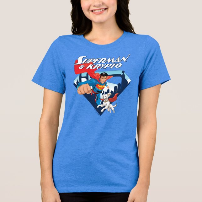 Superman & Krypto Soar Tri-Blend Shirt (Vorderseite)