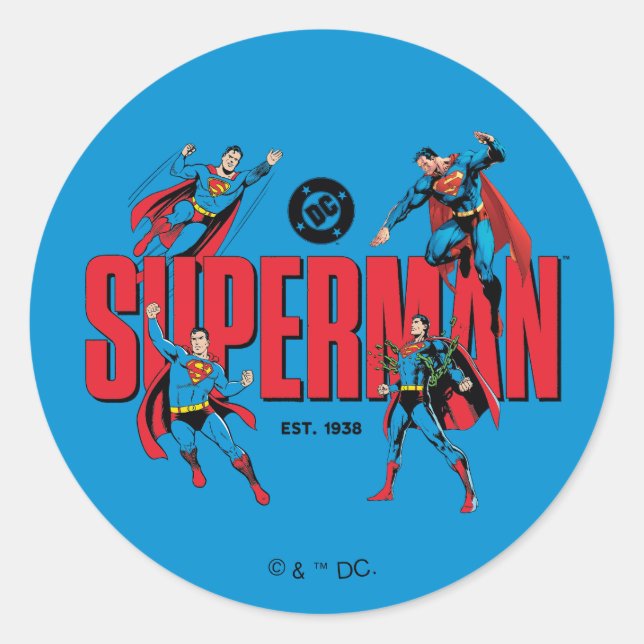 Superman Legenden Forever Grafik Runder Aufkleber (Vorderseite)