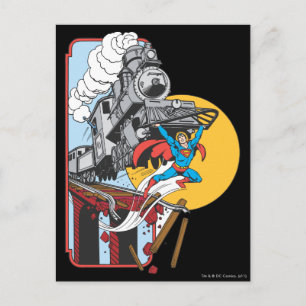 Superman Lifts Zug Postkarte