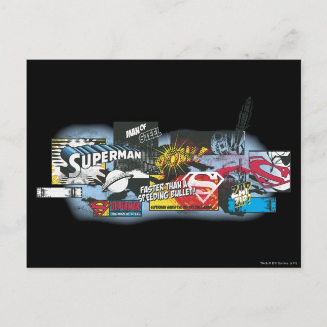 Superman Logo Collage Postkarte (Vorderseite)