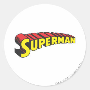 Superman   Logo "Gelbe rote Buchstaben" Runder Aufkleber