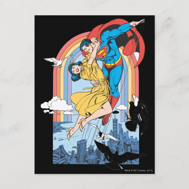 Superman & Lois in Gelb Postkarte (Vorderseite)