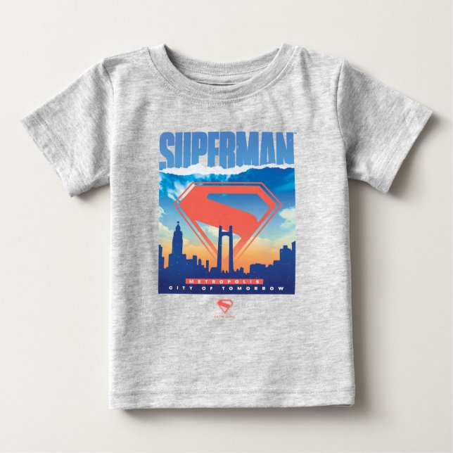Superman Metropolis Skyline Baby T-shirt (Vorderseite)