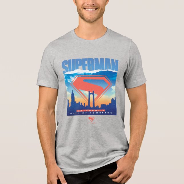 Superman Metropolis Skyline Tri-Blend Shirt (Vorderseite)