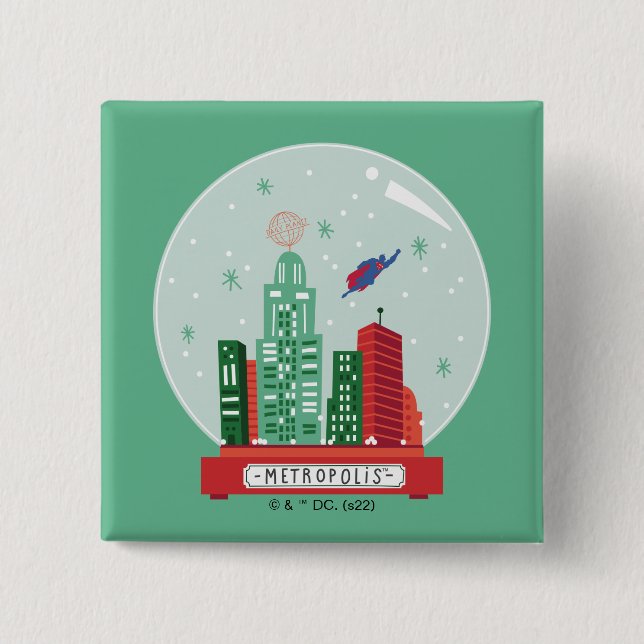Superman Metropolis Snow Globe Grafik Button (Vorderseite)