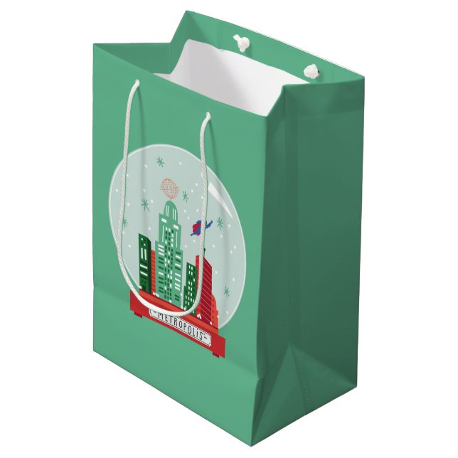 Superman Metropolis Snow Globe Grafik Mittlere Geschenktüte (Vorderseite Schrägansicht)