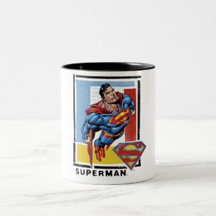 Superman mit farbenprächtigem Hintergrund Zweifarbige Tasse