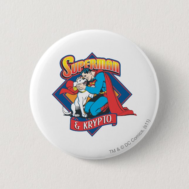 Superman mit Krypto Button (Vorderseite)