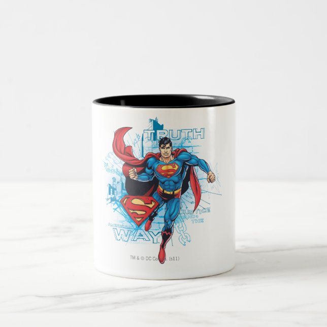 Superman mit Logo Zweifarbige Tasse (Mittel)