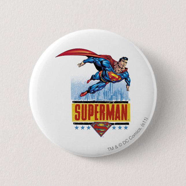 Superman mit Stadtbild Button (Vorderseite)