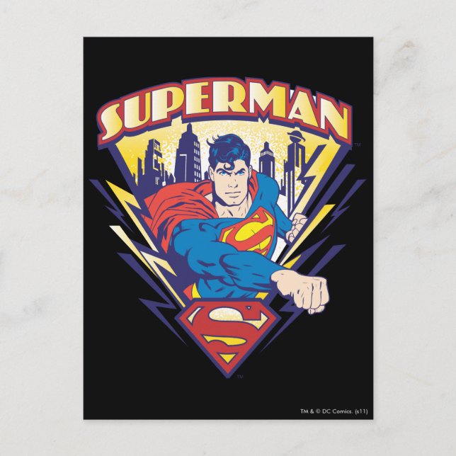Superman mit Strom Postkarte (Vorderseite)