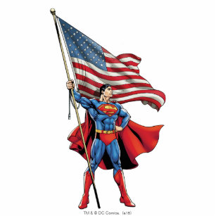 Superman mit US-Flagge Freistehende Fotoskulptur