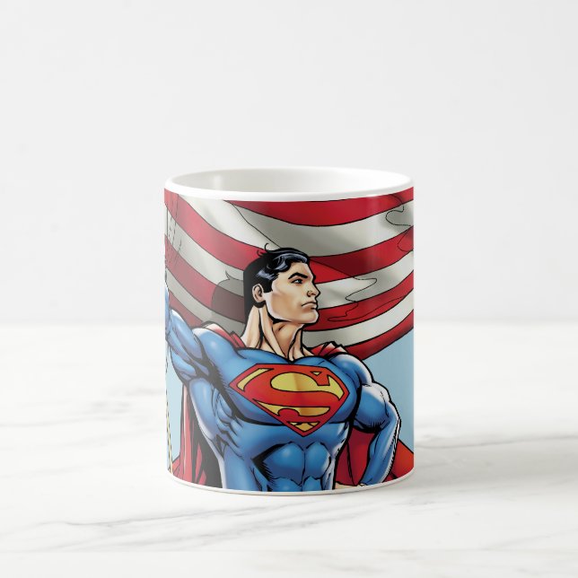 Superman mit US-Flagge Kaffeetasse (Mittel)