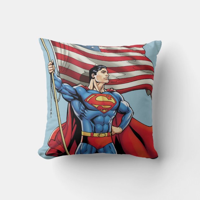 Superman mit US-Flagge Kissen (Vorderseite)