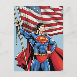 Superman mit US-Flagge Postkarte