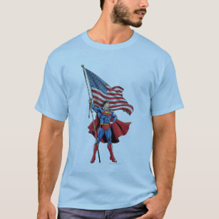Superman mit US-Flagge T-Shirt