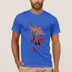 Superman mit US-Flagge T-Shirt