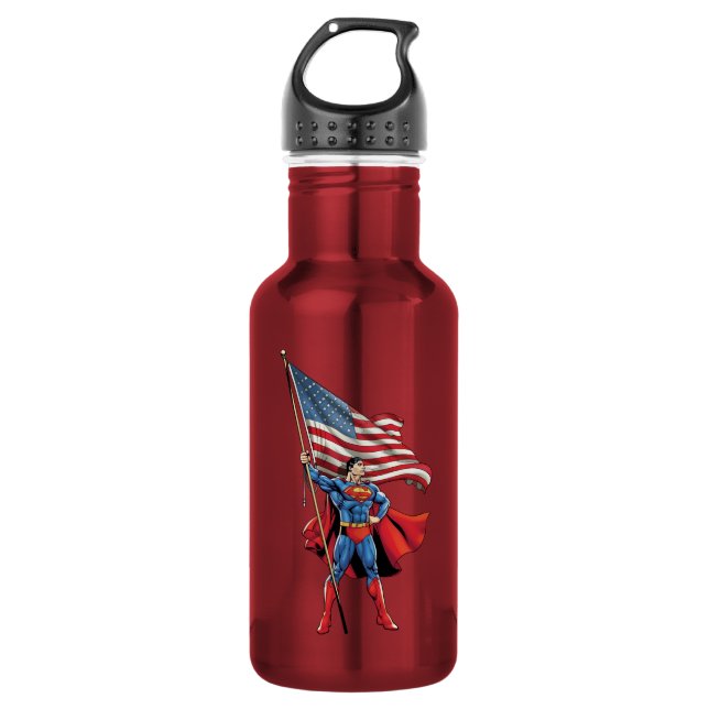 Superman mit US-Flagge Trinkflasche (Vorderseite)