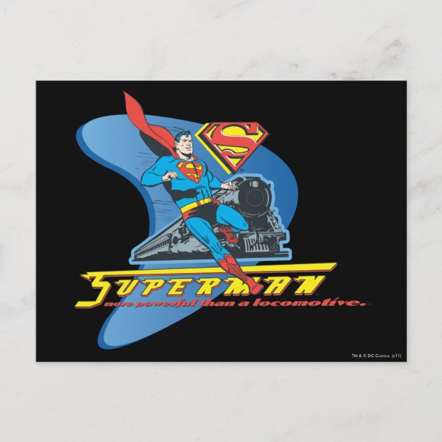 Superman mit Zug - Farbe Postkarte (Vorderseite)