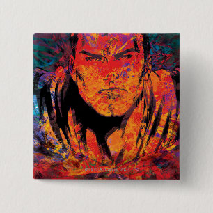 Superman Orange Grunge Button