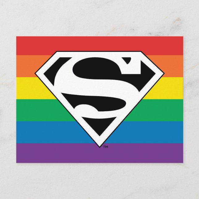 Superman Rainbow Logo Einladungspostkarte (Vorderseite)