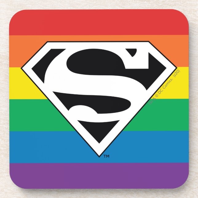 Superman Rainbow-Logo Getränkeuntersetzer (Vorderseite)