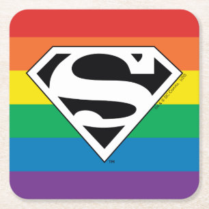 Superman Rainbow-Logo Rechteckiger Pappuntersetzer